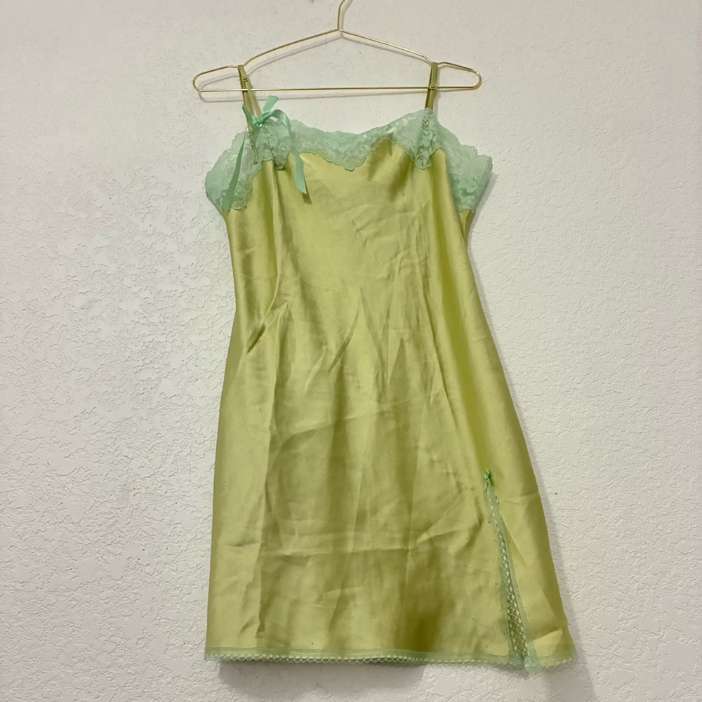 RARE Victoria’s Secret Angels Bow Lime Green Blue 2006 Y2K Dress